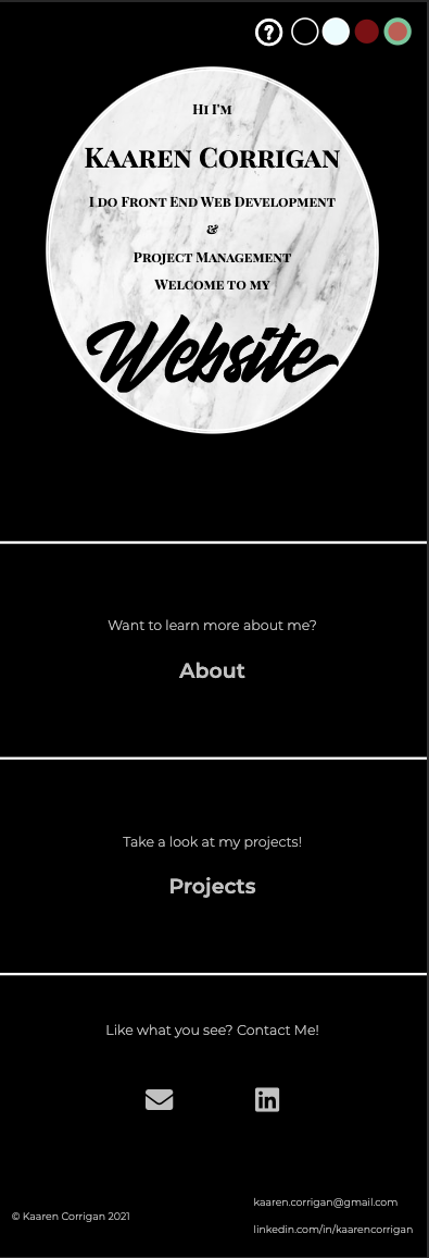 screenshot of portfolio home page