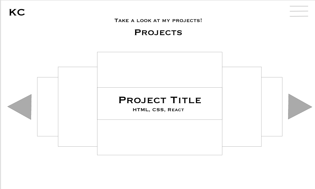 portfolio desktop wireframe of projects page