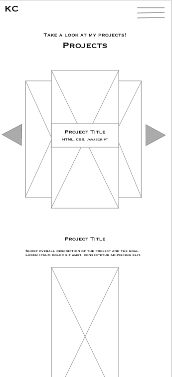 portfolio mobile wireframe of projects page